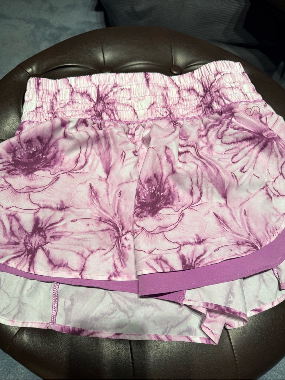 CALIA Step Up White & Purple High Rise Running Shorts Women's M